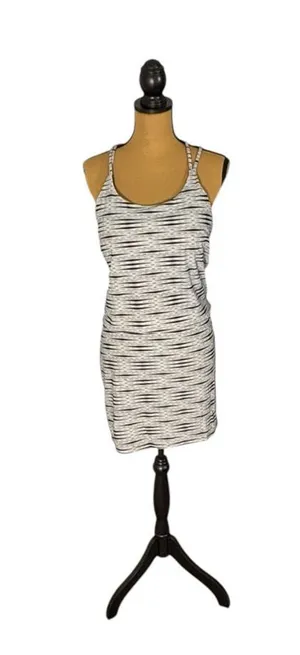 Athleta Ariel Venice Swim Dress Medium Black White Stripe Racerback UPF 50+ thumbnail 1