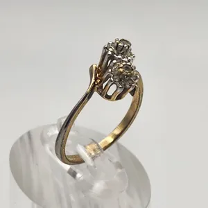 Vintage Joseph Esposito 14K HGE & Clear Rhinestone Cocktail Ring (6.75) thumbnail 3