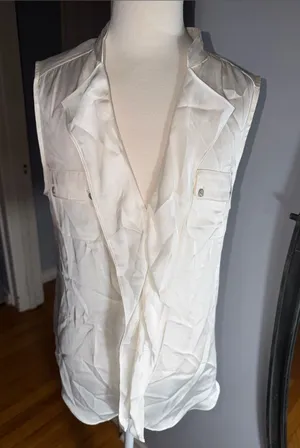 Cache Ivory Sleeveless Draped Front Vest thumbnail 1