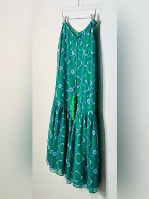 Alexis Green Meadow Tie Dye Chiffon Print Tassel Tie Maxi Skirt thumbnail 5