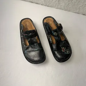 Alegria Clogs Size 8.5 / 39 Women's Floral Mules Leather Shoes Comfort Slip On thumbnail 3