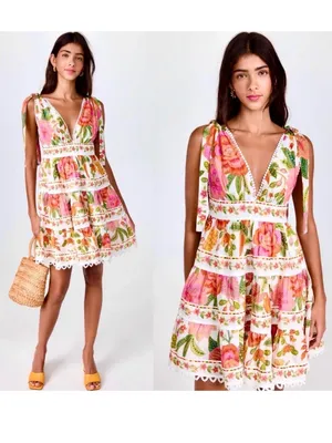 Farm Rio Macaw Bloom Off-White Mini Dress thumbnail 3