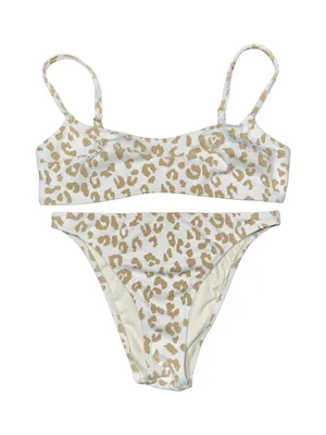 SOLID & STRIPED Women’s Size M Top S Bottom White Gold Leopard Print Bikini thumbnail 7