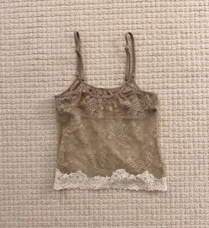 Aerie Sheer Lace Beige Tank Top thumbnail 2