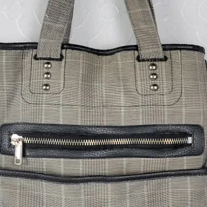 Diesel Women's Tote Gray OS Plaid Check Leather Trim Double Strap Shoulder Bag thumbnail 11