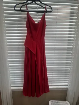 Lulu's Red Cowl-Neck Maxi satin feel Dress with Pleated Skirt thumbnail 4