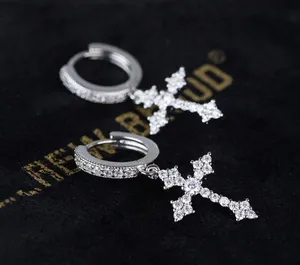 925 Silver Plated Cross Dangle Drop Earrings for Men Women,Punk Hip Hop Earrings thumbnail 2
