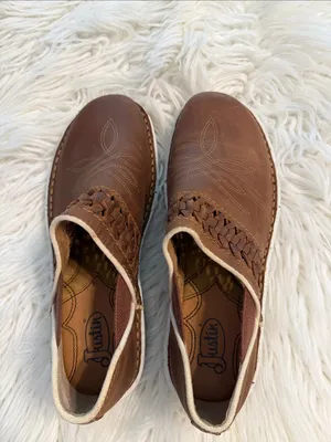 Justin Boots Brown Leather Slip-On Loafers with White Midsoles size 8 BNWOT thumbnail 8