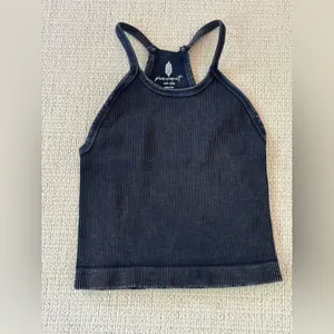 Free People Happiness Runs Long Crop Tank in Vintage Navy M/L thumbnail 5