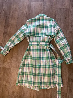 On 34th green plaid trench coat Size M thumbnail 6