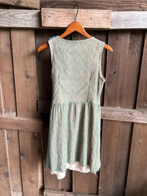 Vintage Indie Twee Young Essence Lace Turquoise Trm Wrap Dress thumbnail 4