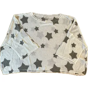 POL Women's Size S Gray/Green Star Pattern Pullover Sweater Polyester‎ thumbnail 2