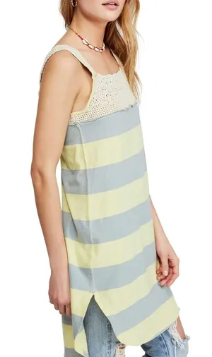 Free People Womens Luca Linen Blend Crochet Tank Top thumbnail 1