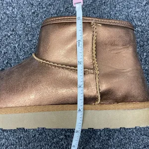 Arizona Jeans bronze brown foil mini ugg boots ankle shearling lined 7.5 thumbnail 16