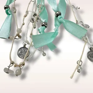 Free People Candy Baby Bow Dangle Earrings Sea Foam Ivory Braid Coquette Mermaid thumbnail 5