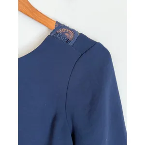Sezane Louisie Blouse Size 36 US 4 Navy Lace Trim‎ thumbnail 8