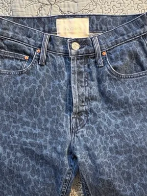 💥MOTHER Superior The Tomcat Sinister Leopard Print Raw Hem Ankle Jeans Size 24🧡 thumbnail 5