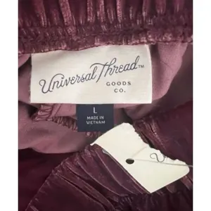 Women Purple Velvet Pants Size L Wide Leg Elastic Waist Lounge Pull-on thumbnail 10