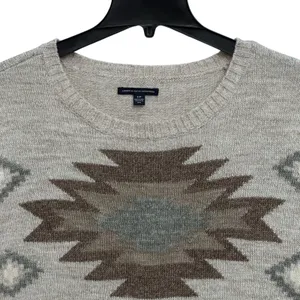 American Eagle Sweater‎ Womens S Tan Aztec Wool Blend Knit Pullover Southwest thumbnail 2