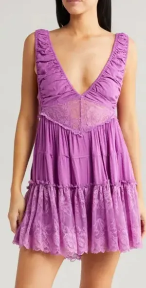 Free people spring fling romper size large purple NWT thumbnail 1