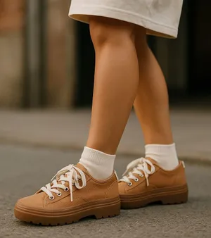 NWT Zara Chunky Platform Lace Up Sneakers Tan / Brown EU 39 US 6 Lug Sole thumbnail 1