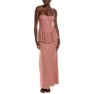 NWT Anthropologie We Wore What Strapless Corset Peplum Maxi Dress Sz‎ 2 thumbnail 2