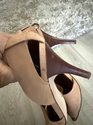 Franco Sarto Tan Suede Peep-Toe Ankle Strap with Brown Heels Size 8.5 thumbnail 9