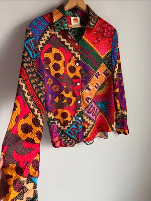 Farm Rio "Dotted Patch Scarf Shirt thumbnail 5