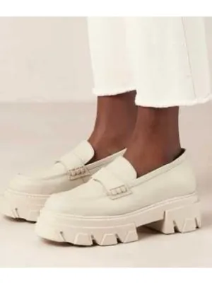 EUC ALOHAS Leather Trailblazer Platform Loafers Cream Size 6.5 thumbnail 2