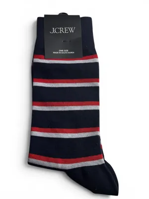 J. Crew Navy Socks with Red & White Stripes Crew Style Preppy Socks New With Tag thumbnail 8