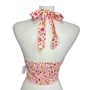 BP NWT Orange/Red/White Floral Halter Top thumbnail 6