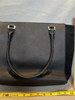 Kate Spade Black Faux Leather & Suede Envelope Shoulder Tote Bag thumbnail 3