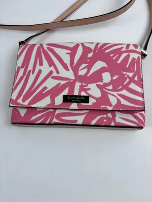 Kate Spade New York Crossbody Bag Pink White Palm Leaf Print thumbnail 2