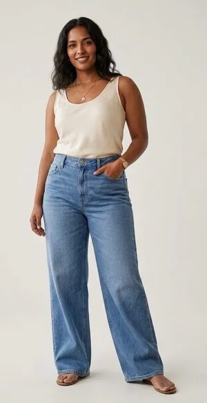 Abercrombie & Fitch High Rise Wide Leg Jeans Medium Wash Size 16 Regular thumbnail 1