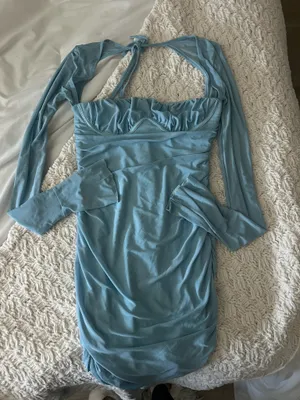 Blue Ruched Dress thumbnail 1