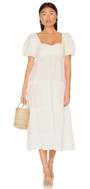Show Me Your Mumu Odette Midi Dress in White Small Womens Long Cotton thumbnail 1