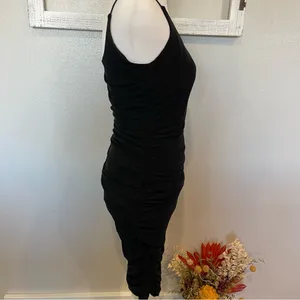 Hello Molly Black One-Shoulder Ruched Midi Dress thumbnail 3
