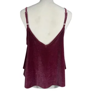 PINK Victoria's Secret Velvet Cami Womens M Burgundy Swing Spaghetti Strap Dog thumbnail 7