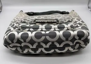 Coach Kristen Shoulder Bag Op Art Ombre Gray Fabric and Leather Purse 16793 thumbnail 6