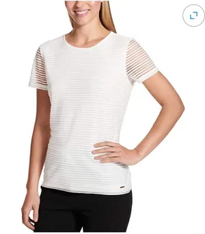 Calvin Klein Textured Short Sleeve Blouse Size XL thumbnail 1