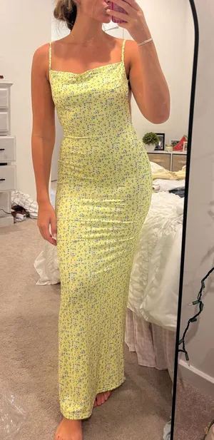 Amazon Yellow floral maxi dress thumbnail 1