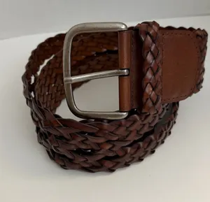 Braided Faux Leather Belt Wide Corset Boho Cottagecore Prairie Brown Grey XL thumbnail 1