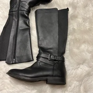 A New Day Black Faux Leather Tall Riding Boots Target Size 10 Buckle detail thumbnail 3