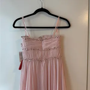 Mac Duggal Strapless Beaded Ruffle High Low Prom Gown Ice Pink Size 4 Princess thumbnail 11