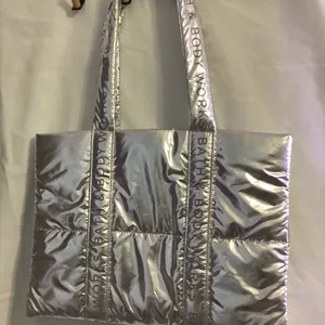Bath & body Works Silver metallic Tote Bag thumbnail 1