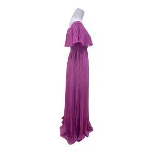 Luxxel Purple Pleated Maxi Off Shoulder Dress Size Medium thumbnail 3