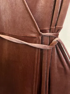 Anrabess Rose Pink Velour Maxi Wrap Dress Brown Size M thumbnail 2
