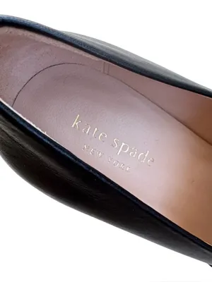 EUC Kate Spade Leather Alia Heels Black Silver Buckle Size 6.5 thumbnail 8