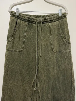 Three Bird Nest Relaxing Robin Wide Leg Pant Olive Green Size Large thumbnail 3