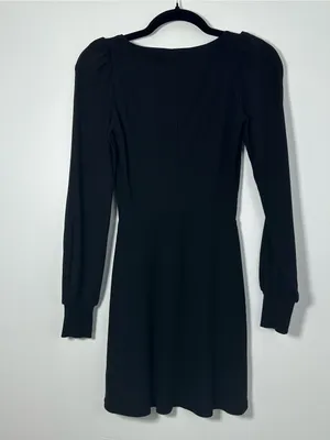 Reformation Jeans Linah Black Ribbed Knit Square Neck Mini Dress XS thumbnail 4
